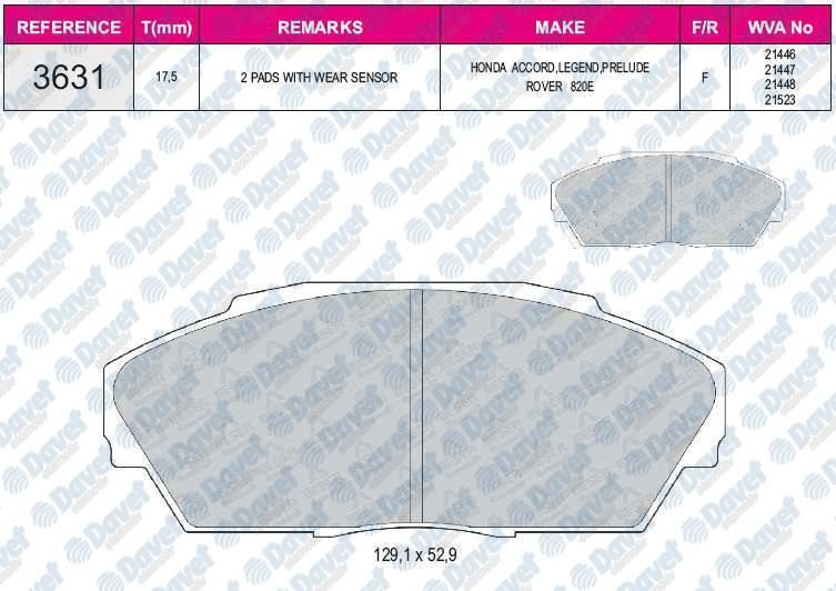 FERBE 27200 Fren Balatasi On Wva 21446 (Honda) Accord Ex-Luxe Legend 2.0 2.5 (87=>)  ####
